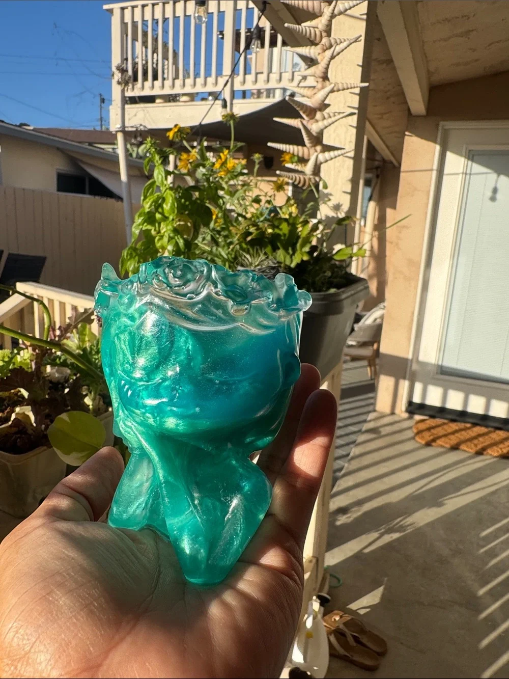 Resin Handcrafted Teal Decorative 2”planters